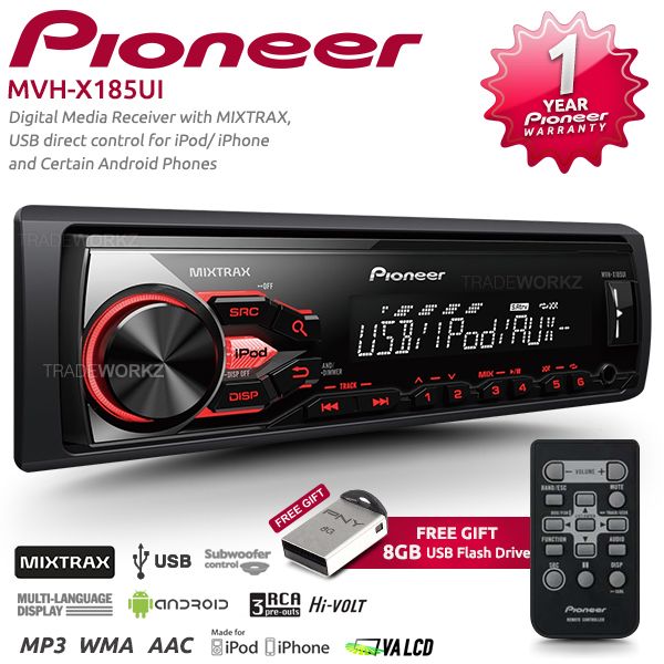 New PIONEER MVHX185UI MOSFET 50WX4 USB AUX IN Car Radio Stereo Player Headunit eBay